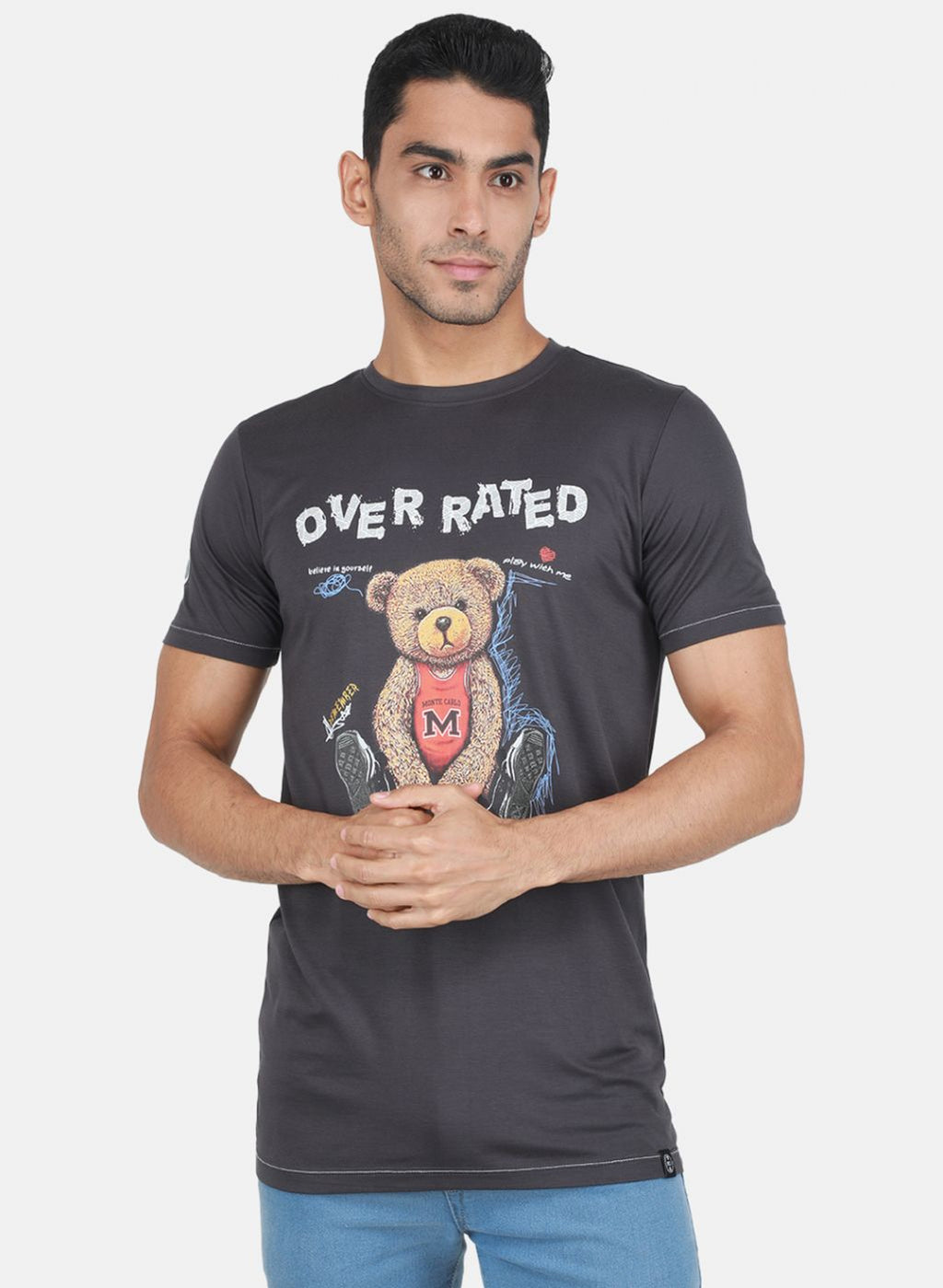 Men Grey Printed T-Shirt