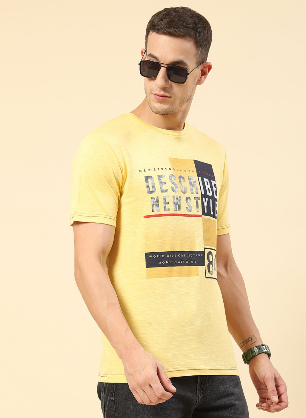 Men Yellow Printed T-Shirt