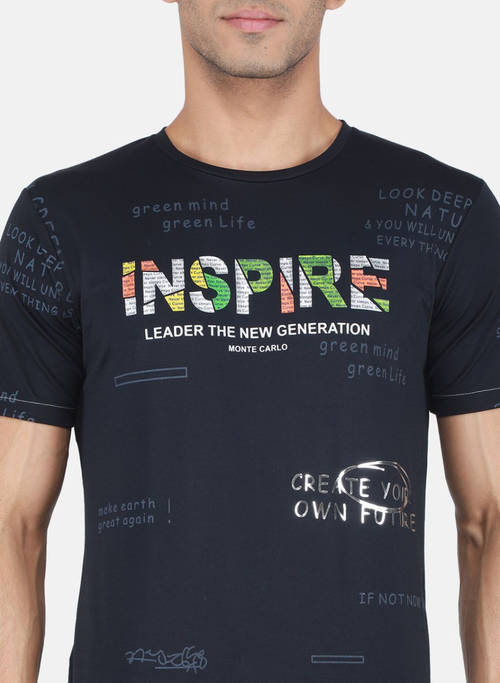 Men Blue Printed T-Shirt