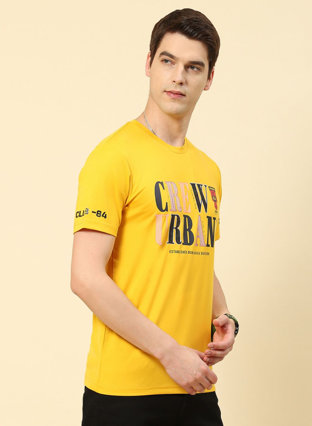 Men Yellow Printed T-Shirt