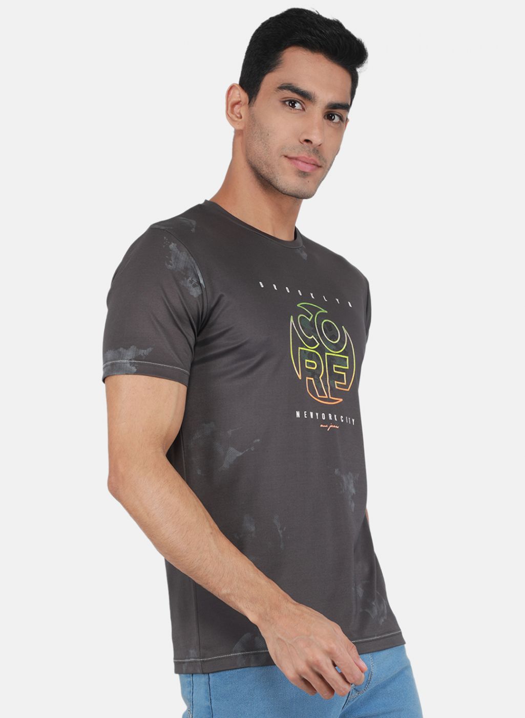 Men Grey Printed T-Shirt