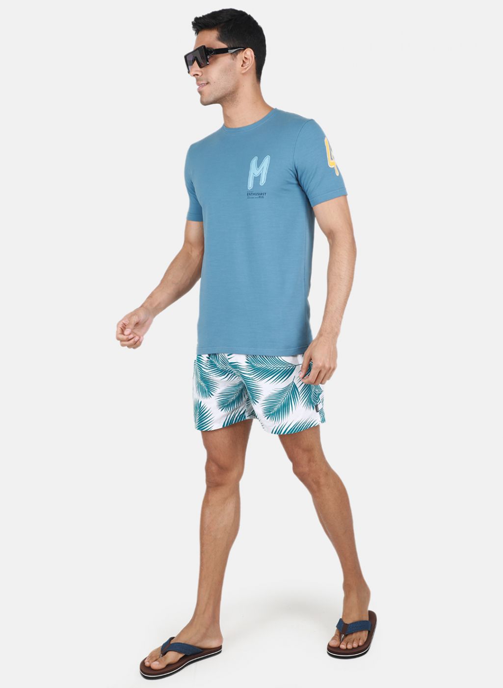 Men Blue Printed T-Shirt