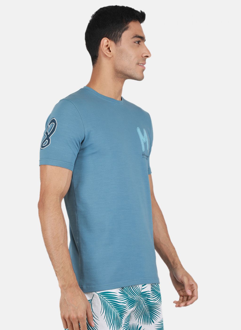 Men Blue Printed T-Shirt