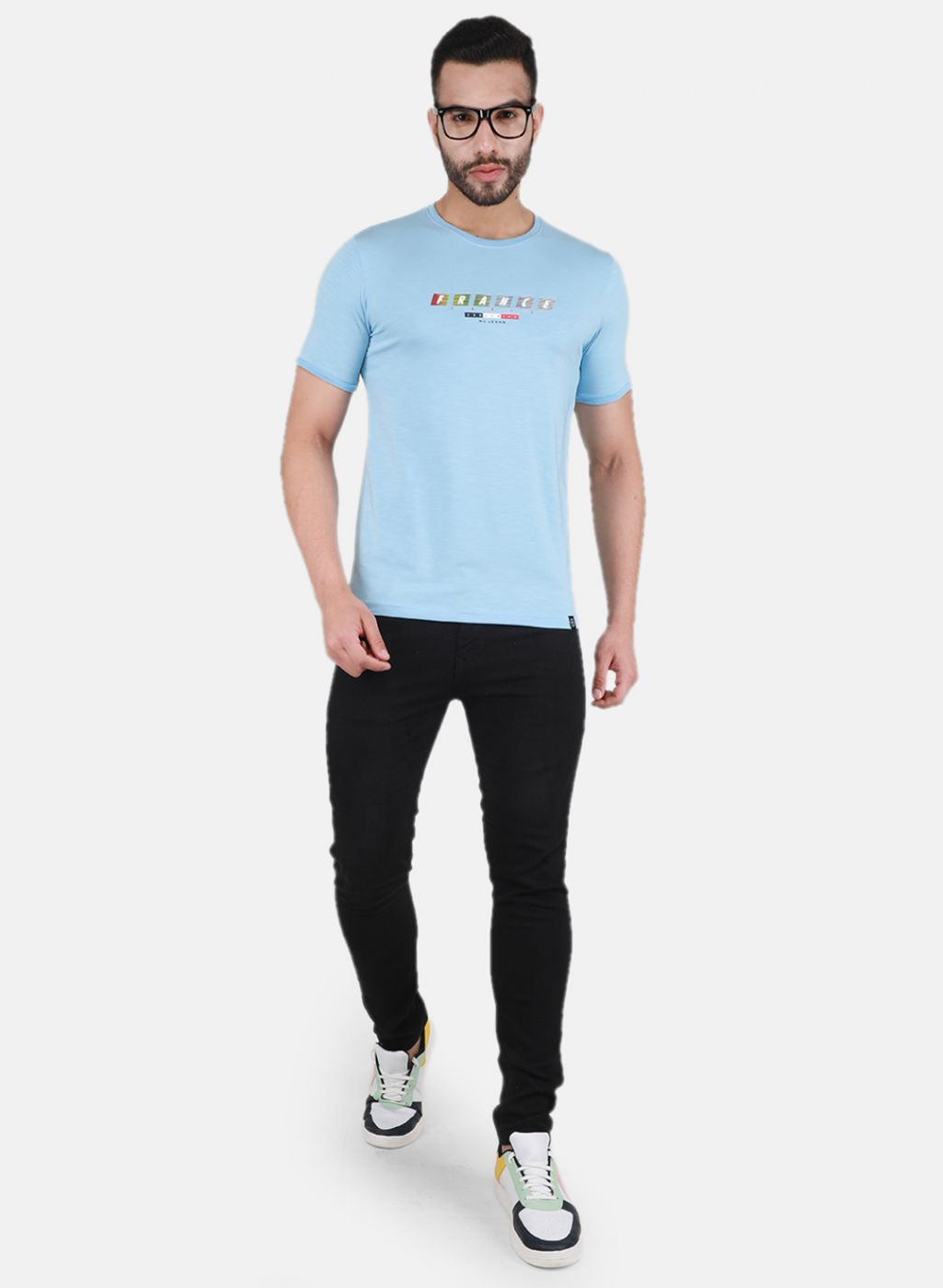 Men Blue Printed T-Shirt