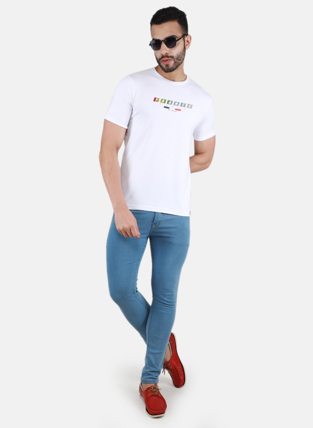 Men White Printed T-Shirt