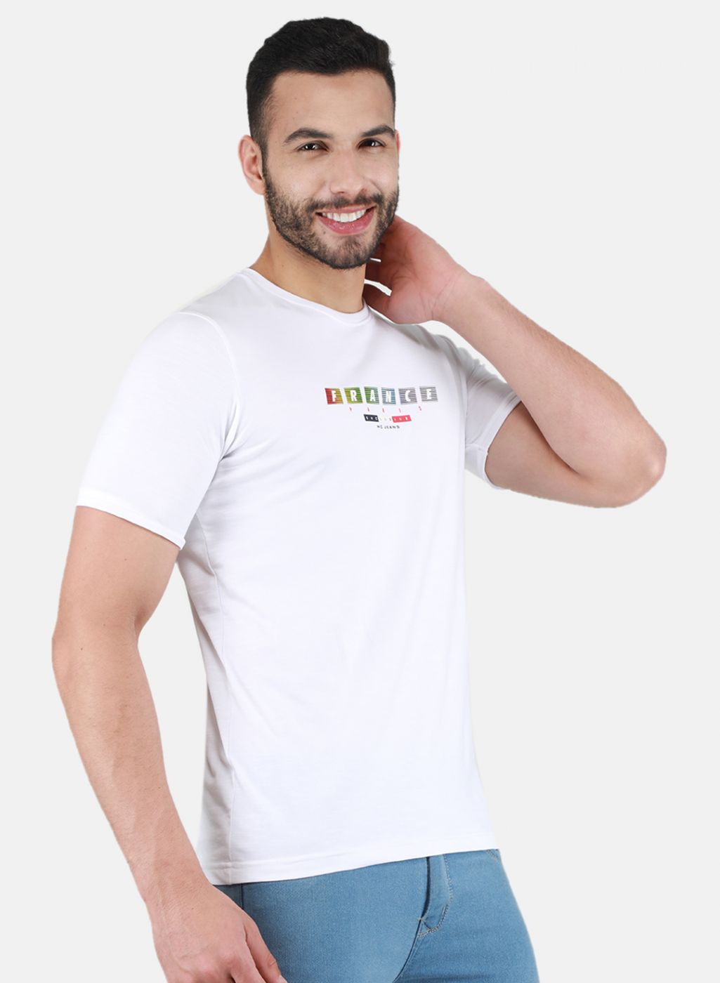 Men White Printed T-Shirt