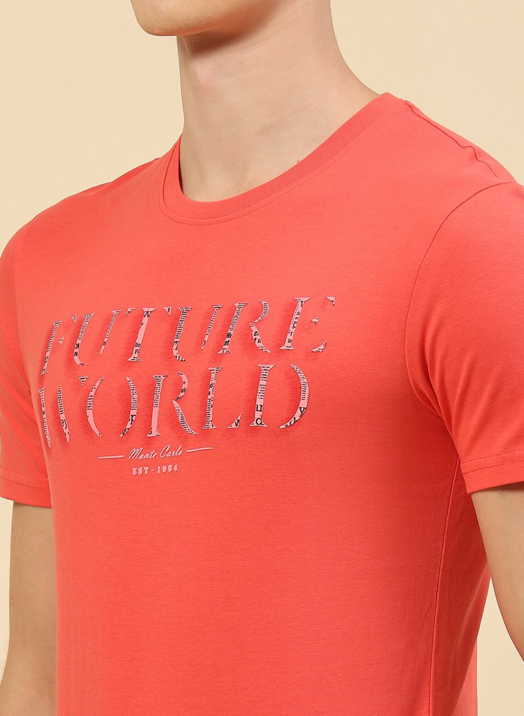 Men Peach Printed T-Shirt