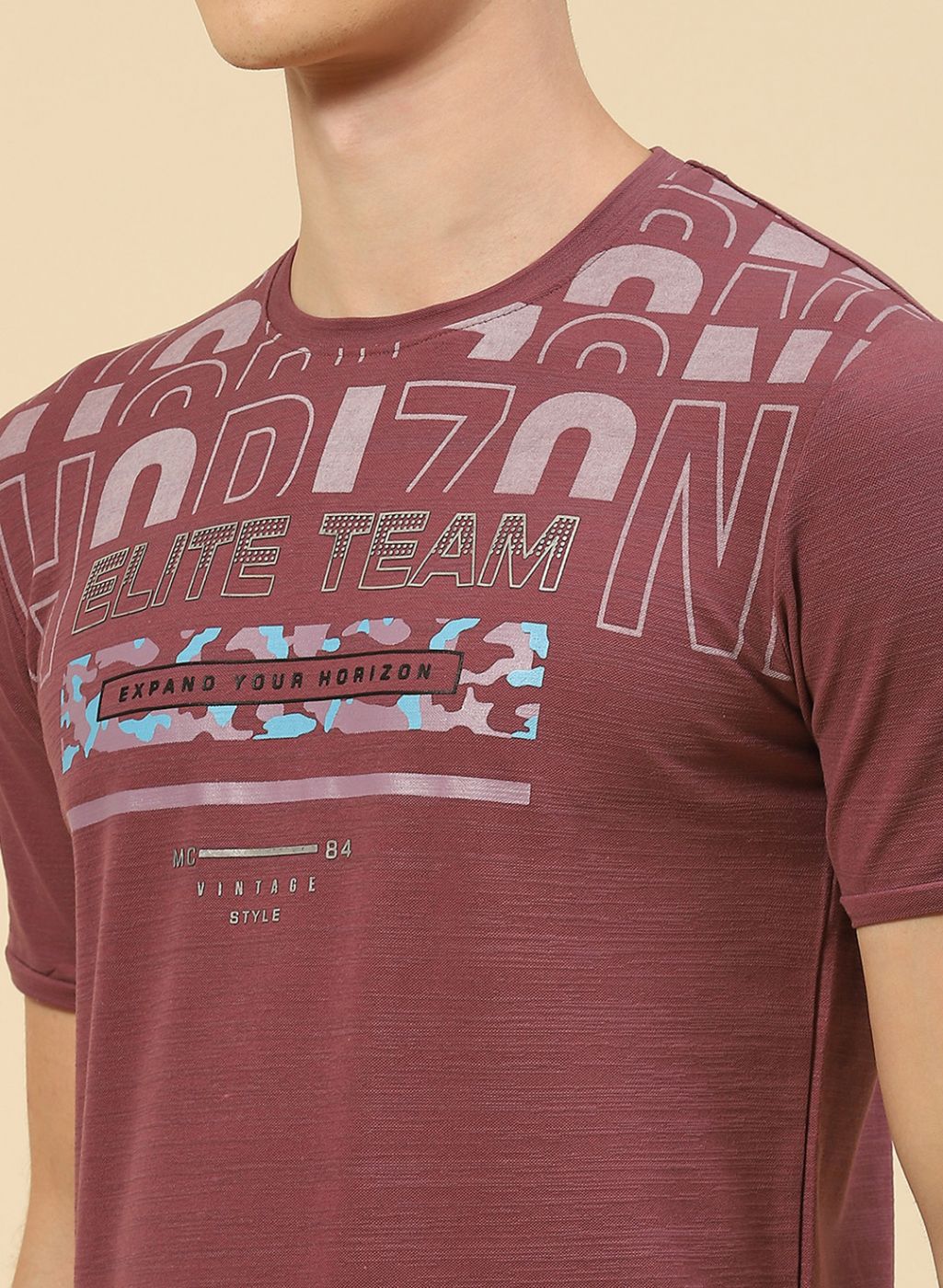 Men Pink Printed T-Shirt