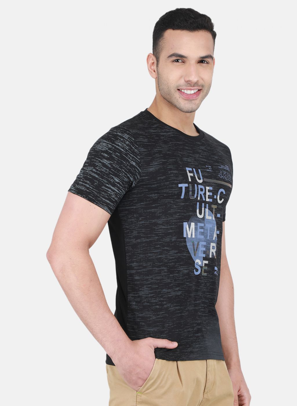 Men Black Printed T-Shirt