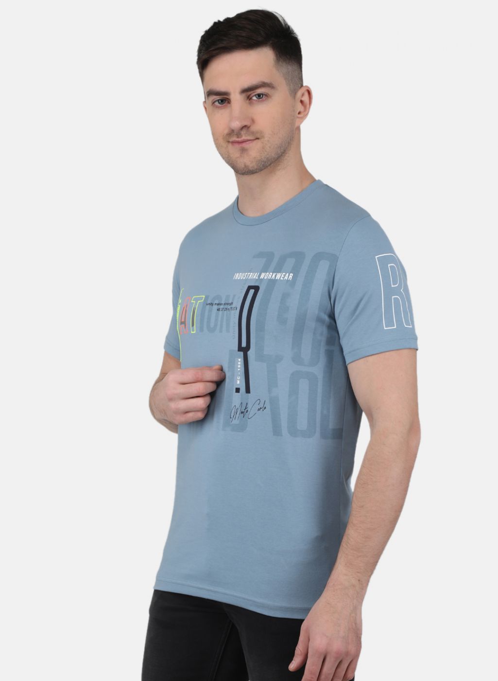 Men Blue Printed T-Shirt