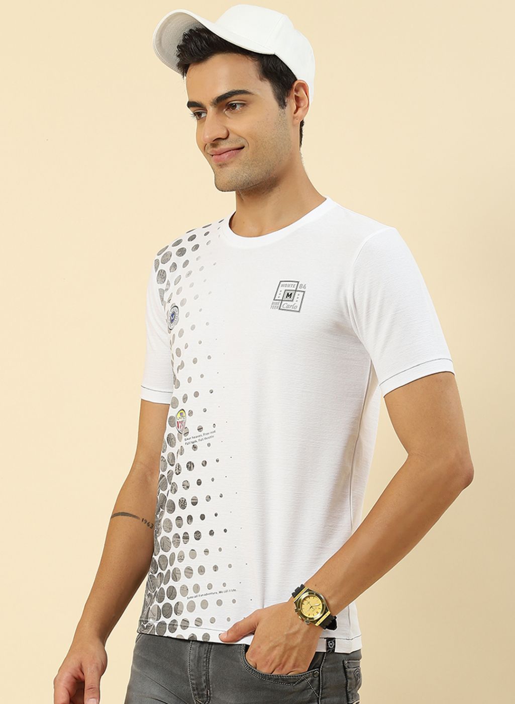 Men White Printed T-Shirt