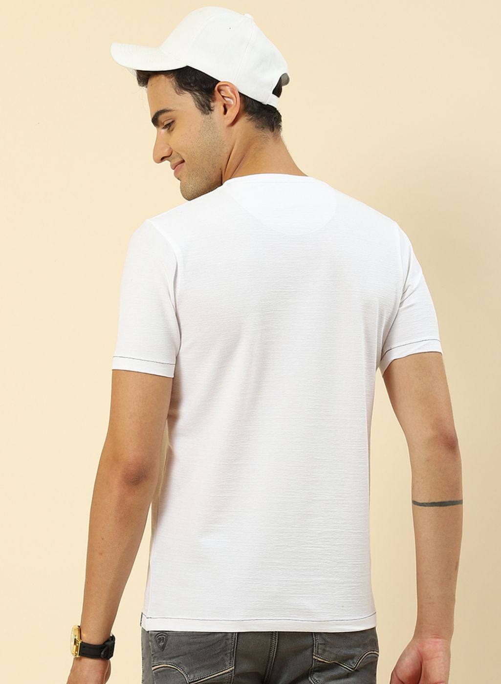 Men White Printed T-Shirt