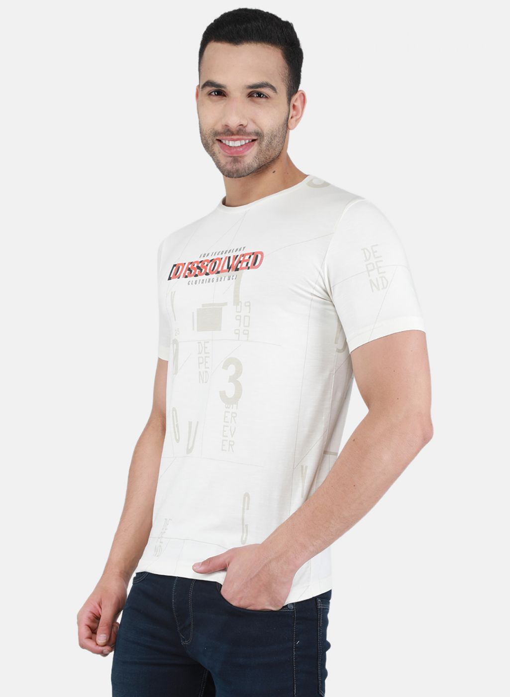 Men White Printed T-Shirt