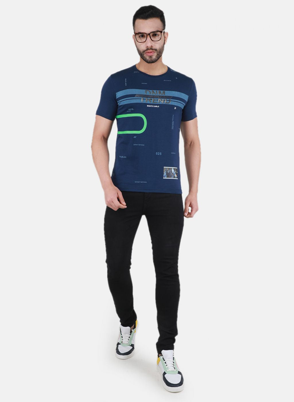 Men Blue Printed T-Shirt