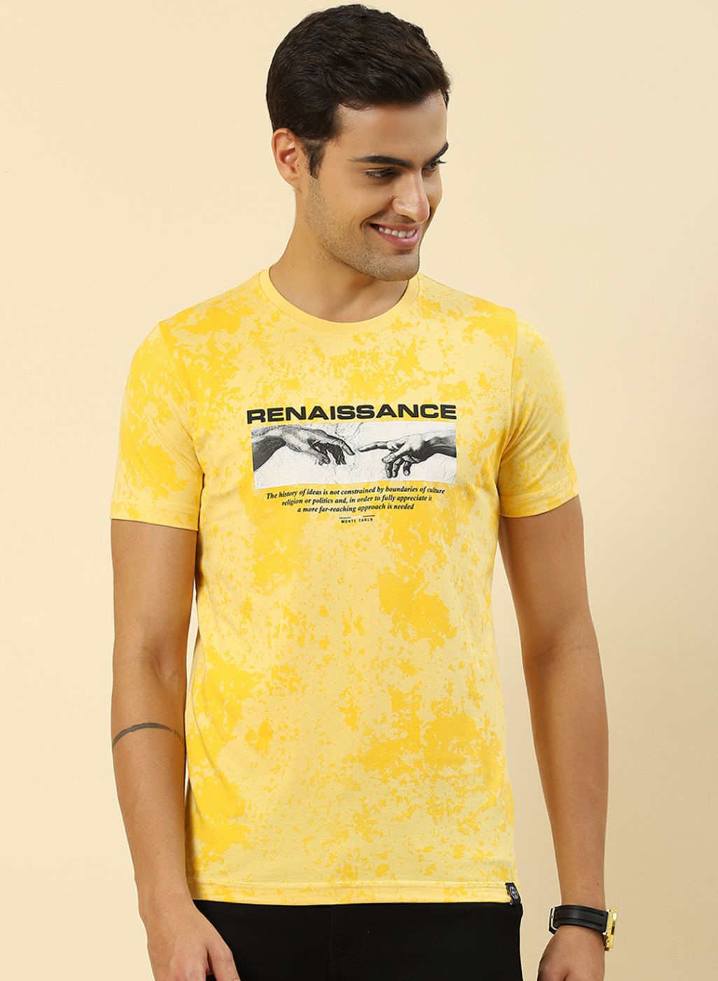 Men Yellow Printed T-Shirt