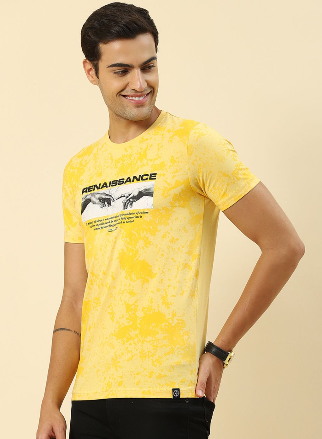 Men Yellow Printed T-Shirt