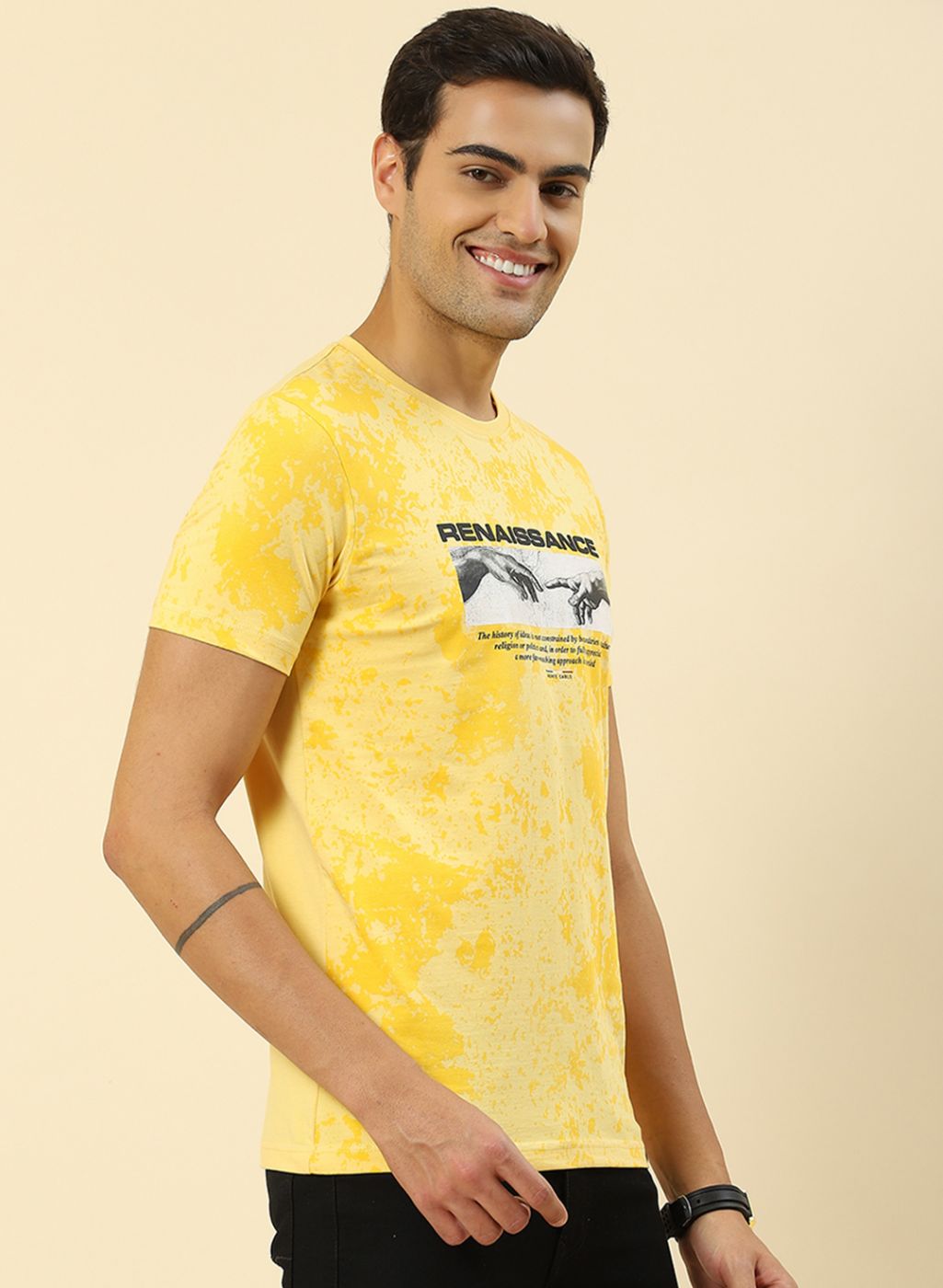 Men Yellow Printed T-Shirt