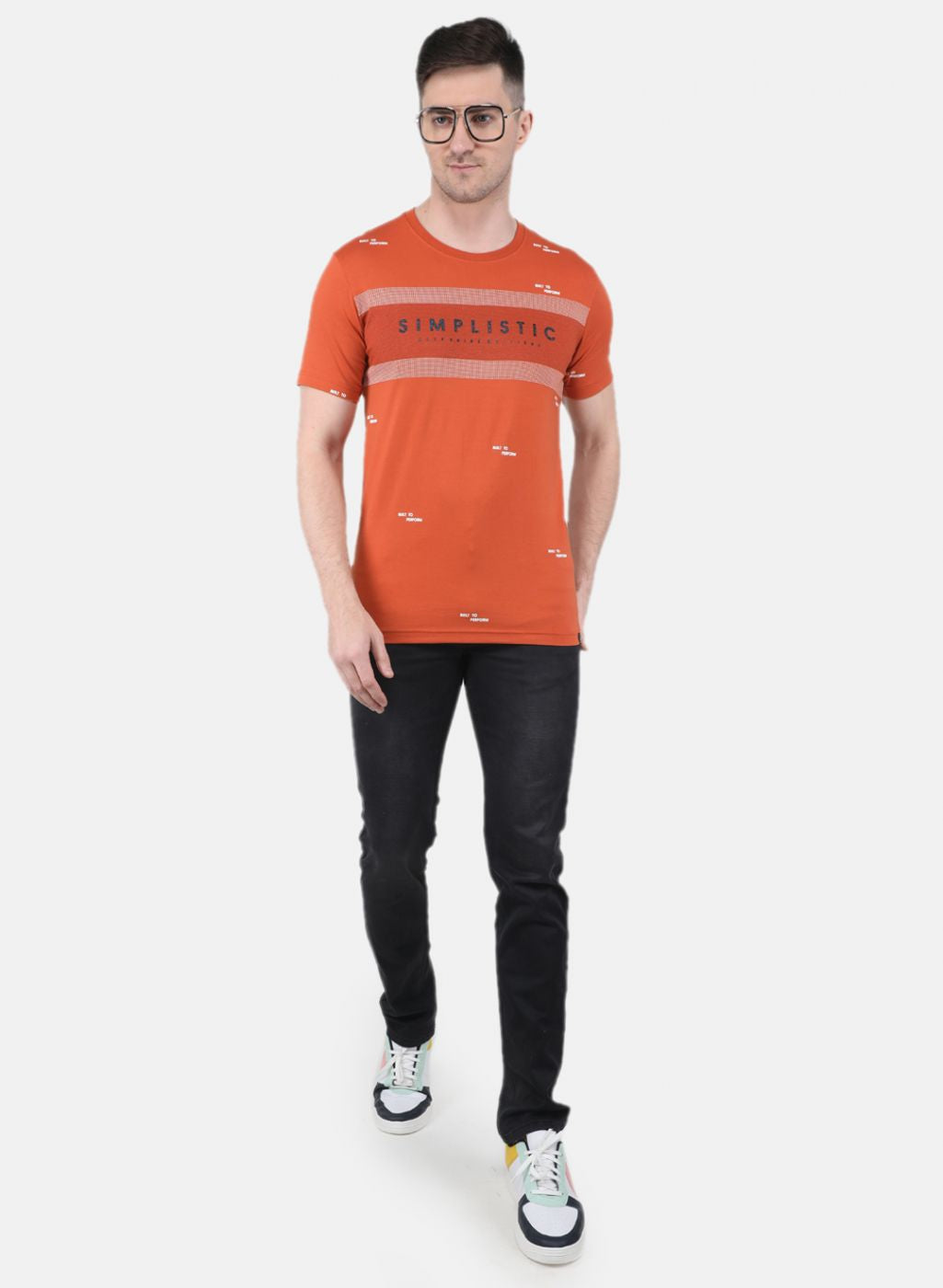 Men Orange Printed T-Shirt