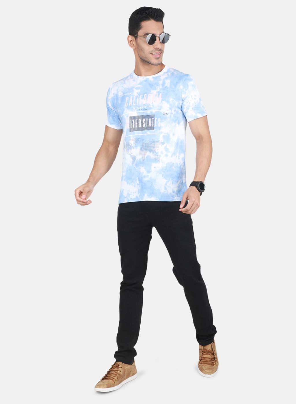 Men Blue Printed T-Shirt