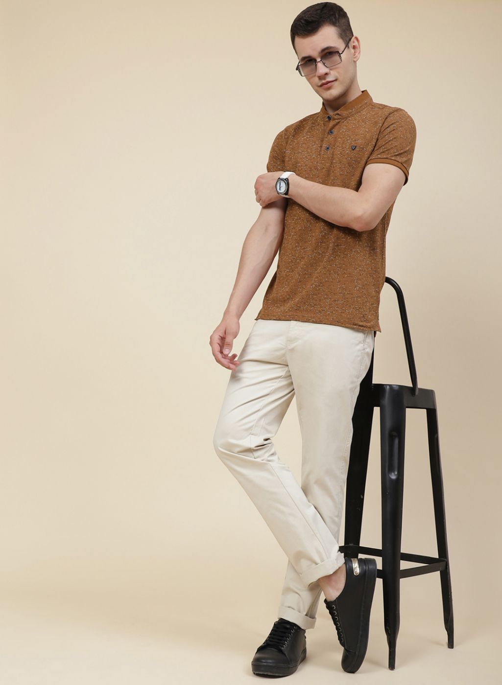 Men Brown Printed T-Shirt