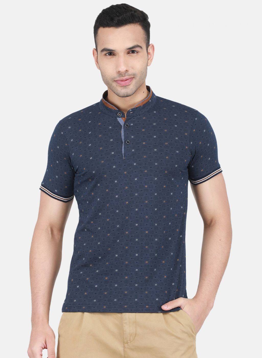 Men NAvy Blue Printed T-Shirt
