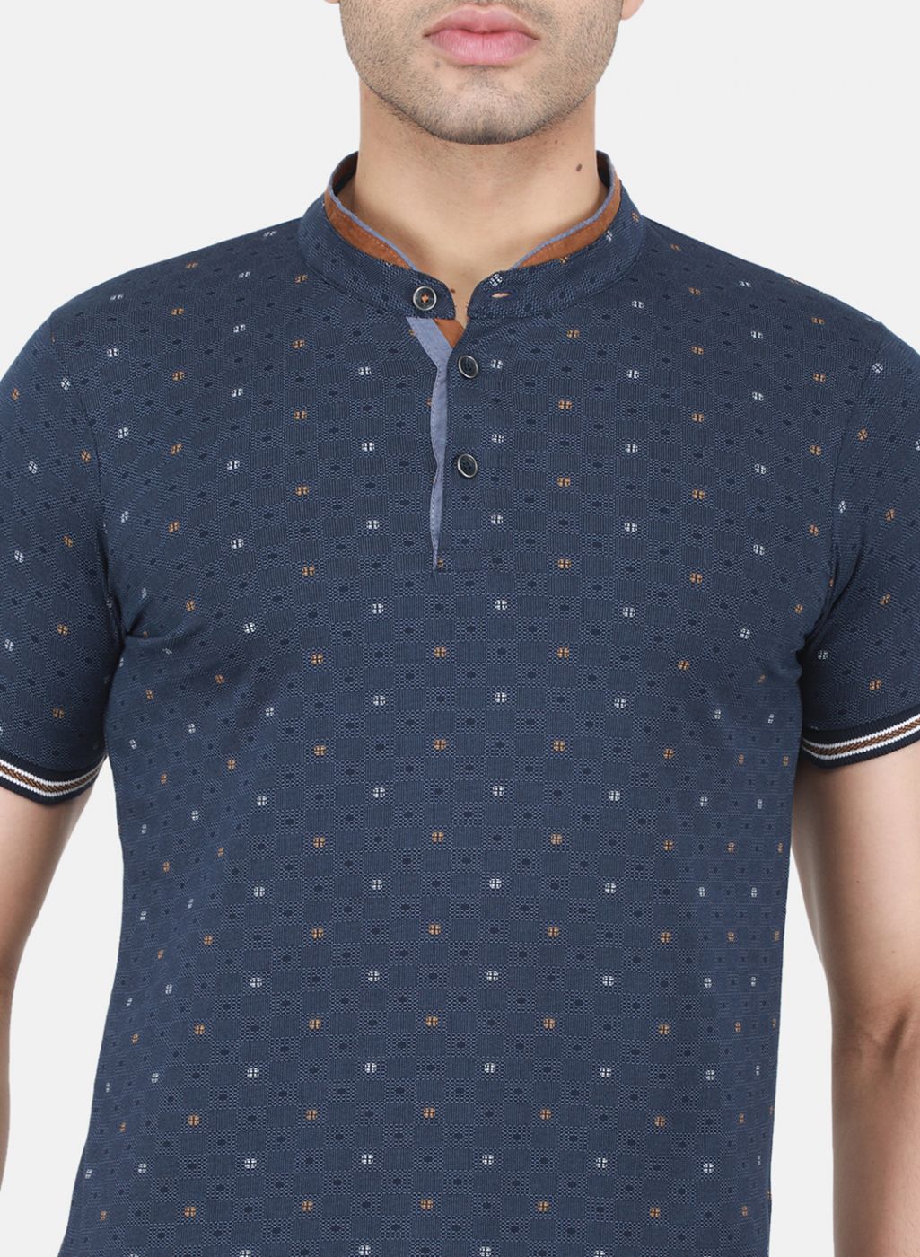 Men NAvy Blue Printed T-Shirt