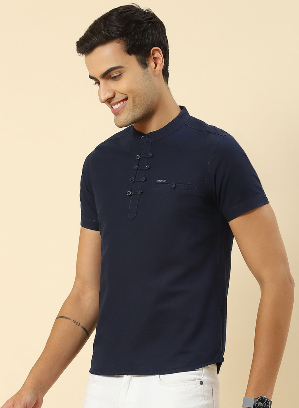 Men NAvy Blue Printed T-Shirt
