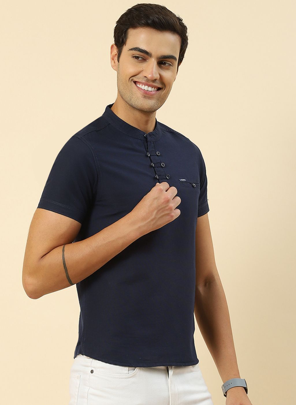 Men NAvy Blue Printed T-Shirt