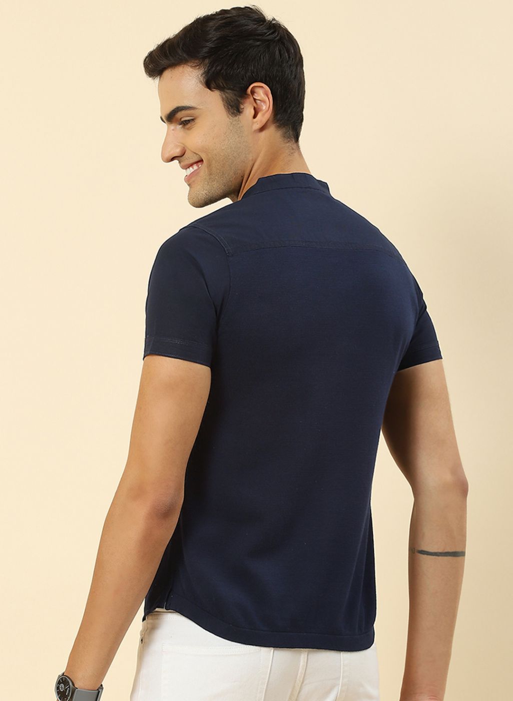Men NAvy Blue Printed T-Shirt