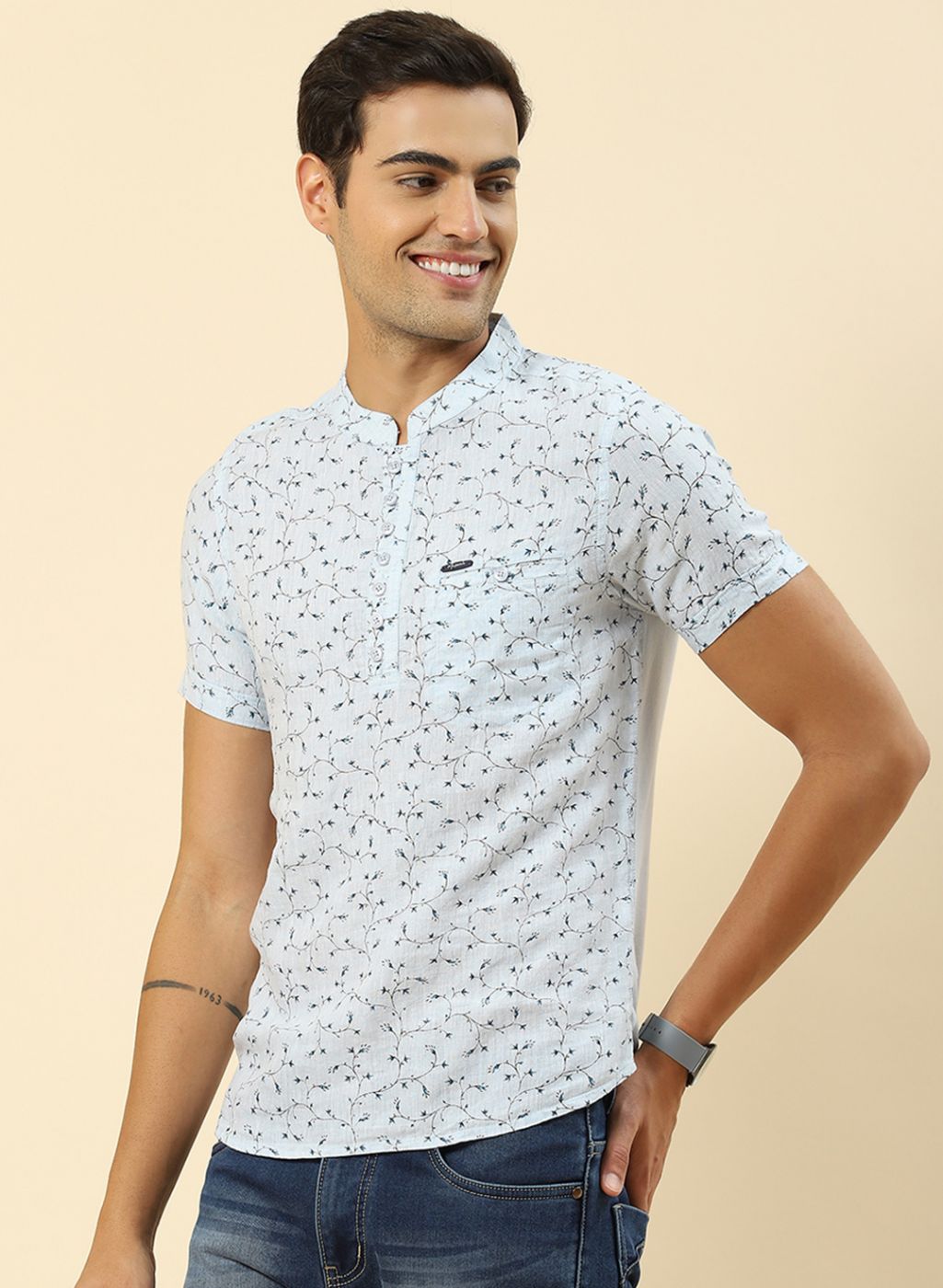 Men Blue Printed T-Shirt