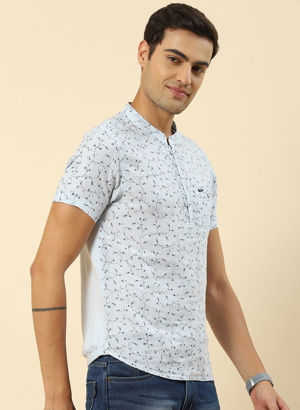 Men Blue Printed T-Shirt