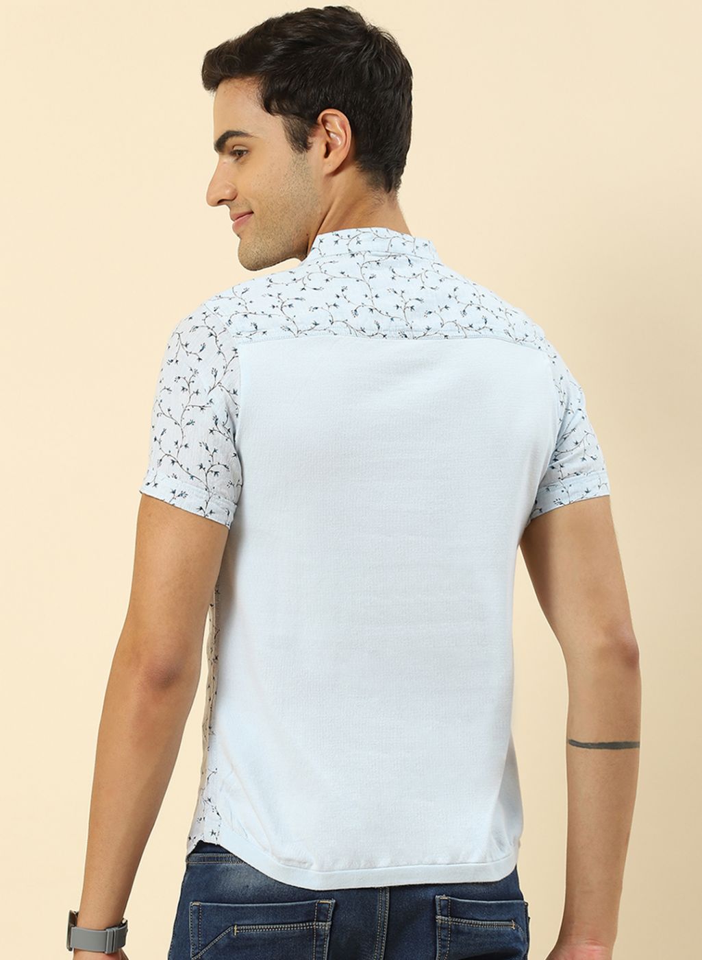 Men Blue Printed T-Shirt