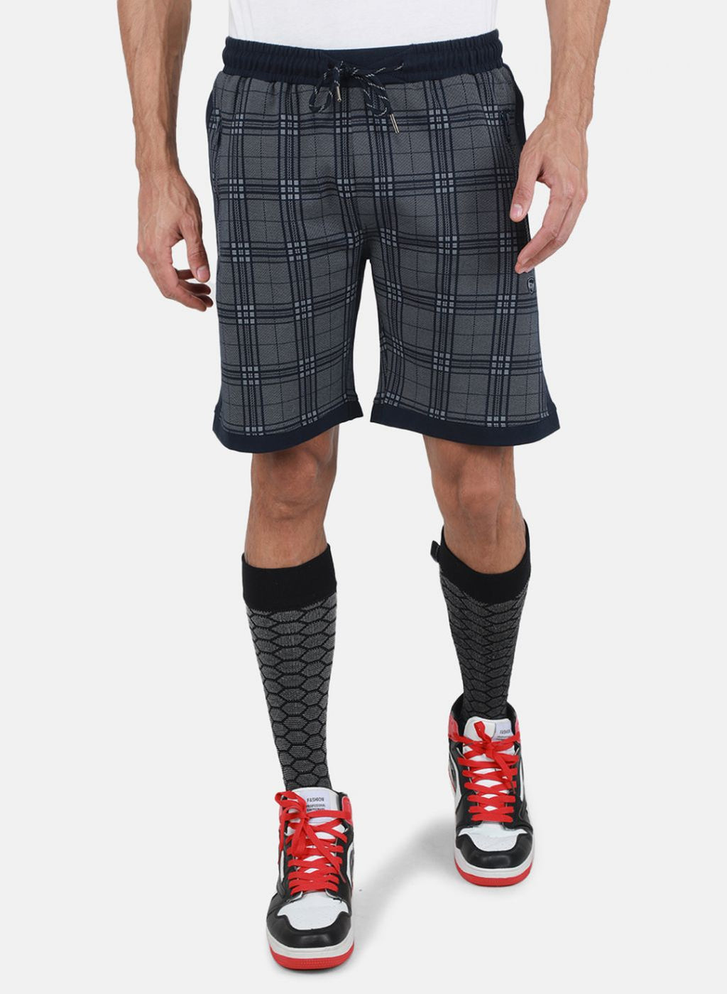 Men NAvy Blue Printed Bermuda