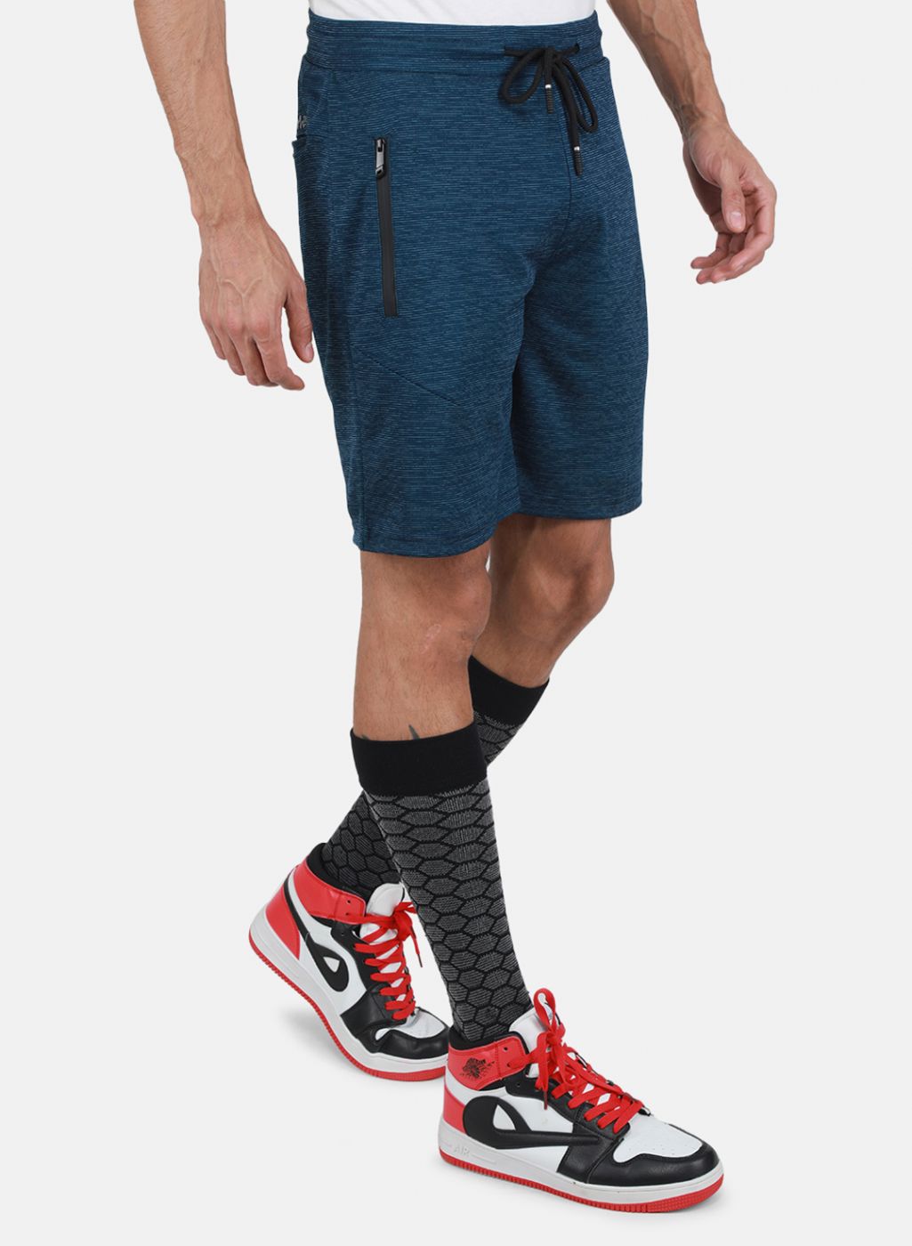 Men NAvy Blue Solid Bermuda