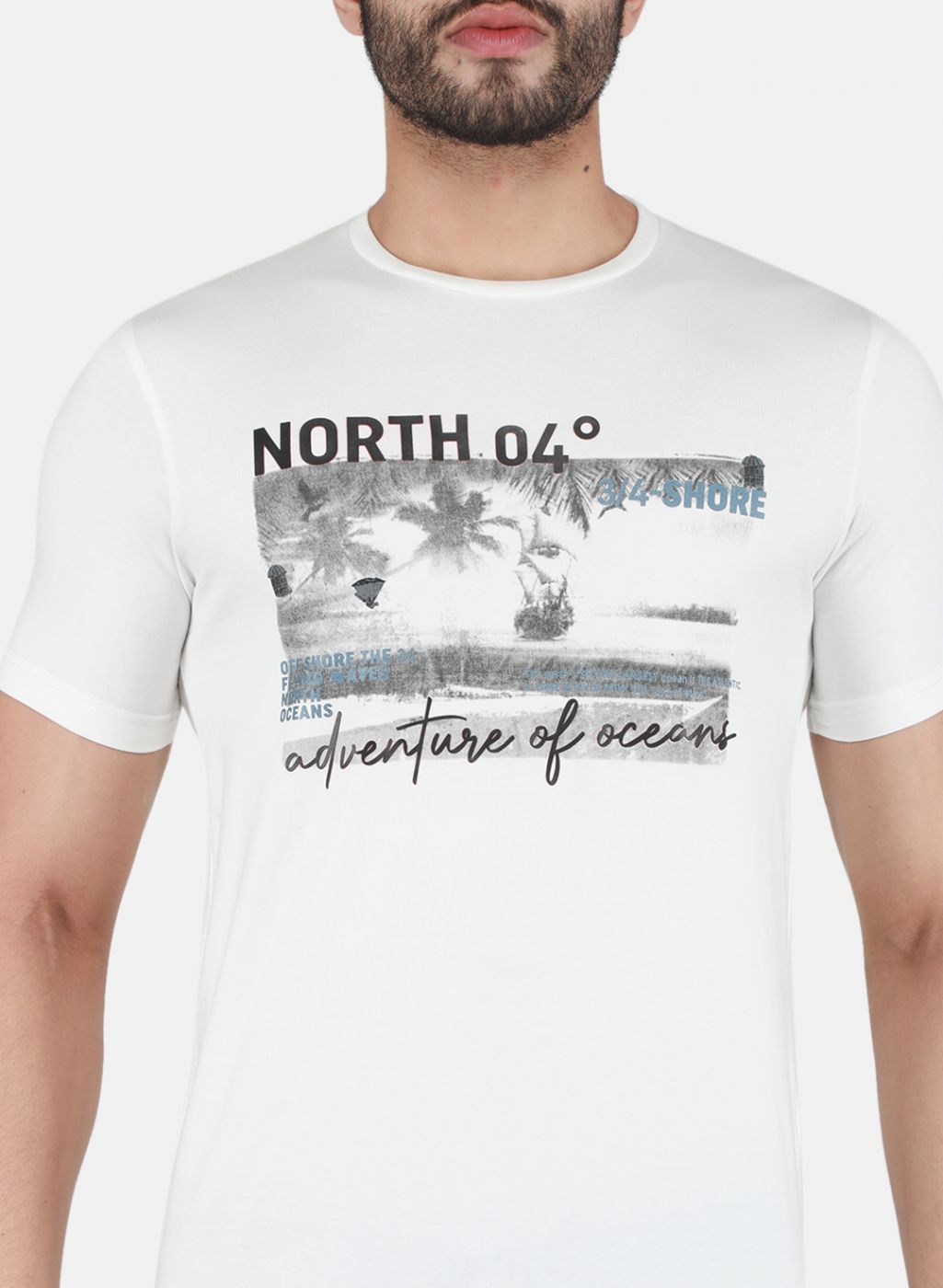 Men Off White Printed T-Shirt