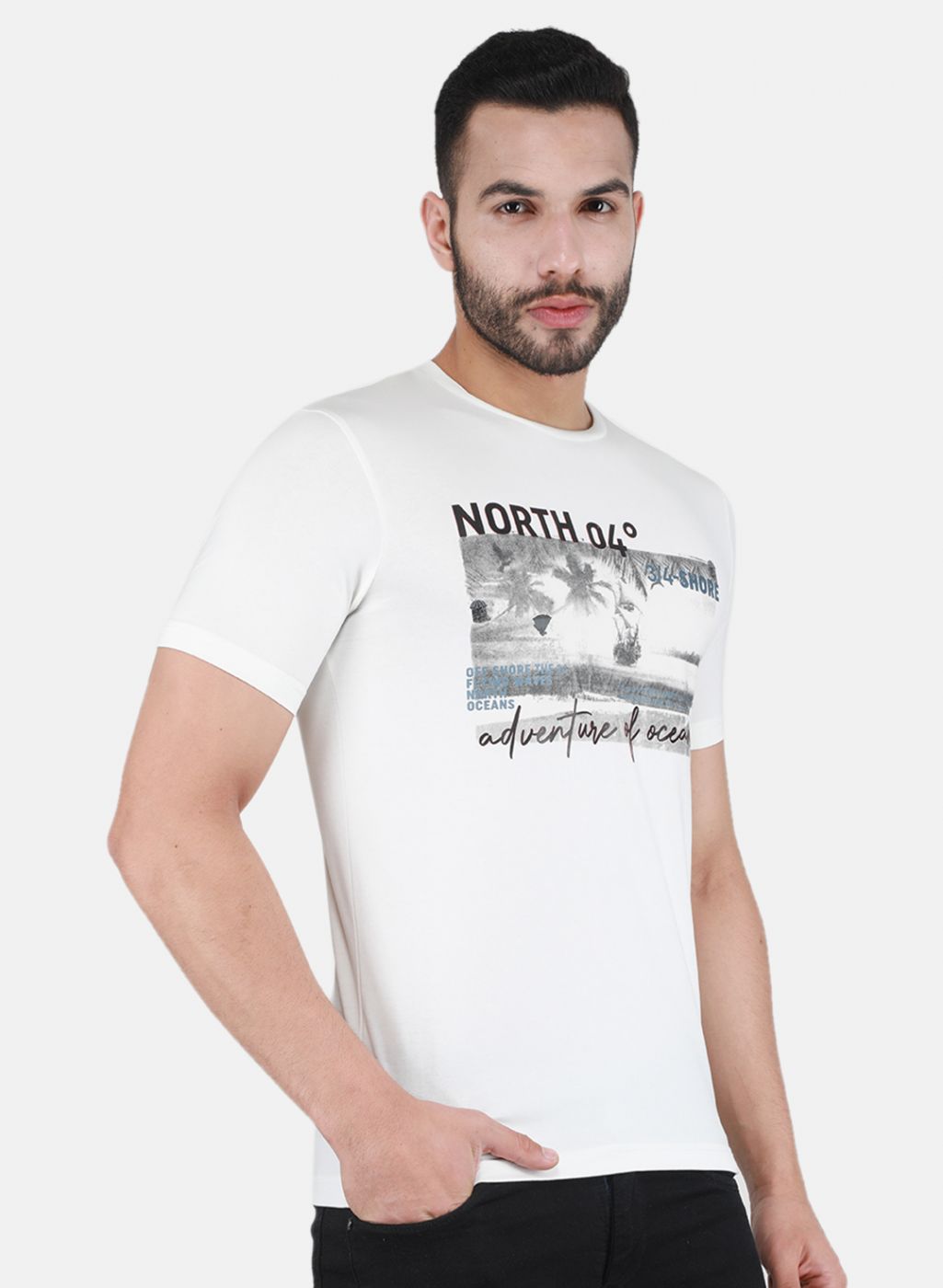Men Off White Printed T-Shirt