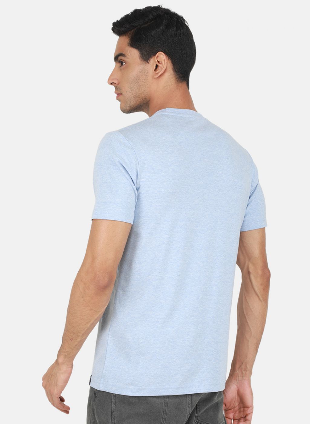 Men Sky Blue Printed T-Shirt