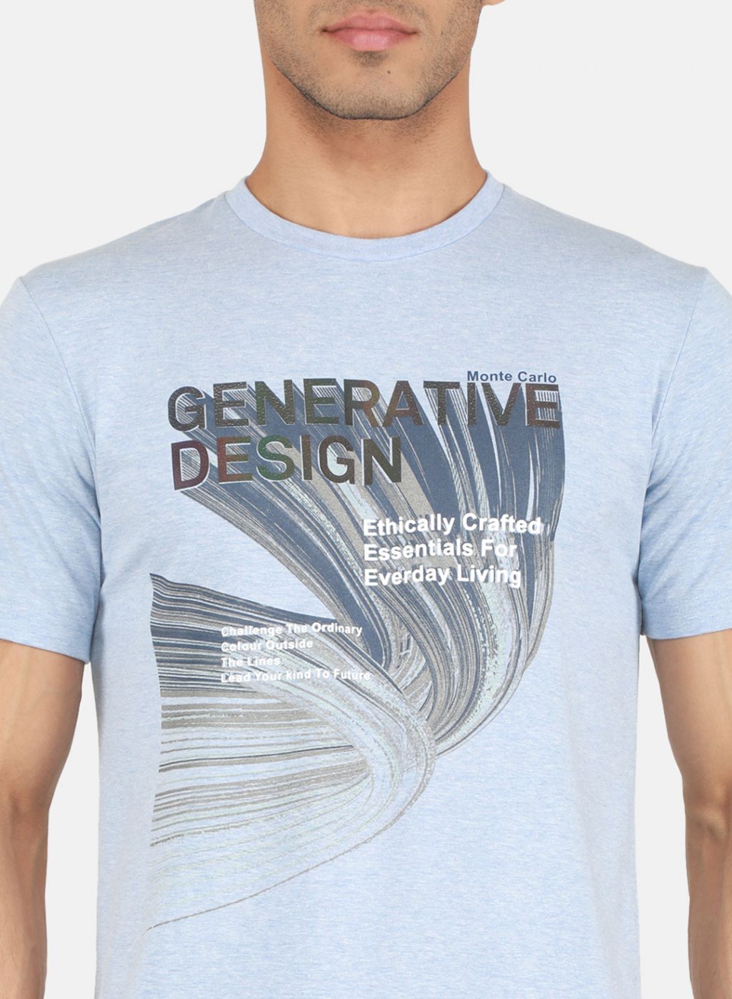 Men Sky Blue Printed T-Shirt