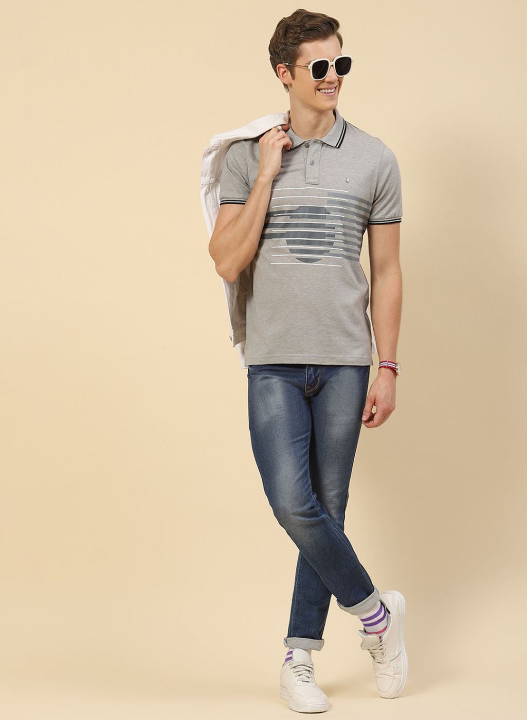 Men Grey Printed T-Shirt