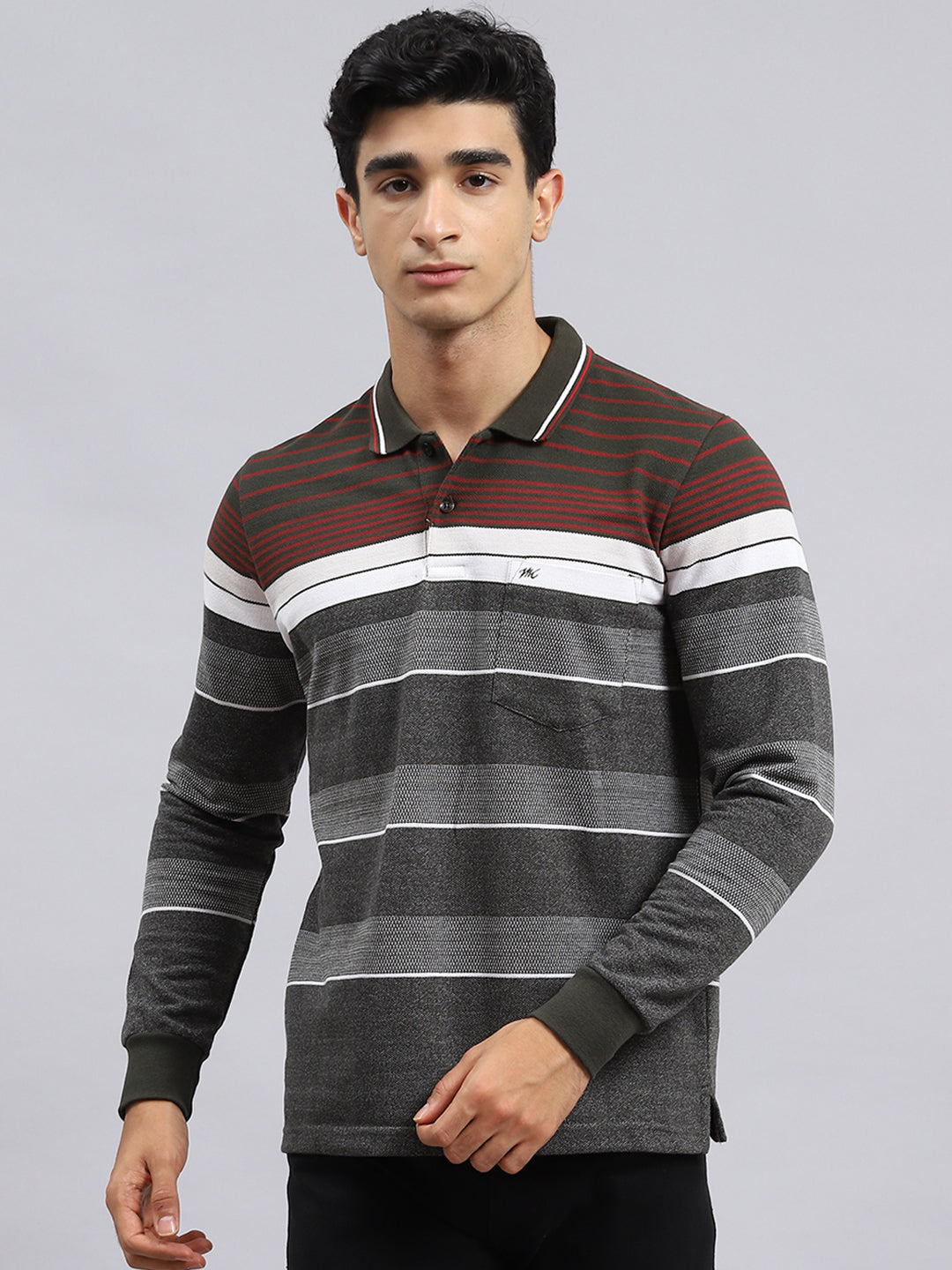 Men Green Stripe T-Shirt