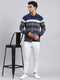 Men Navy Blue Stripe T-Shirt