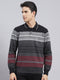 Men Black Stripe Cotton Blend T-Shirt