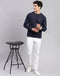 Men Navy Blue Solid Round Neck Full Sleeve Sweatshirts