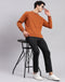 Men Brown Solid Round Neck Full Sleeve Sweatshirts