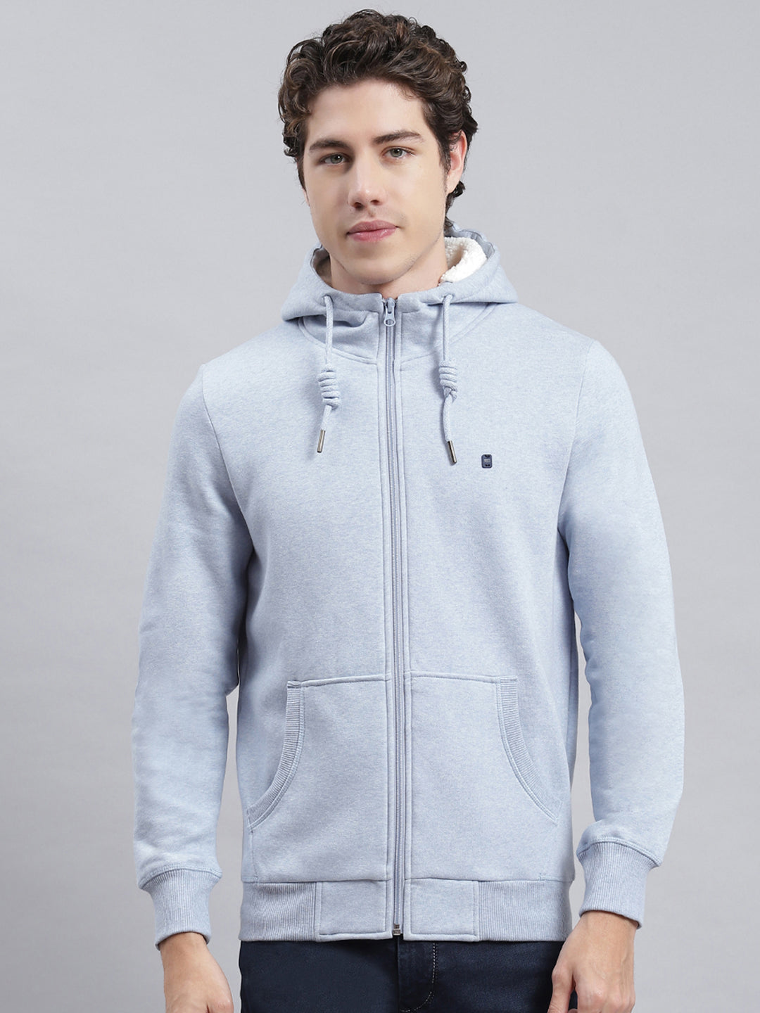 Men Blue Plain Sweatshirt