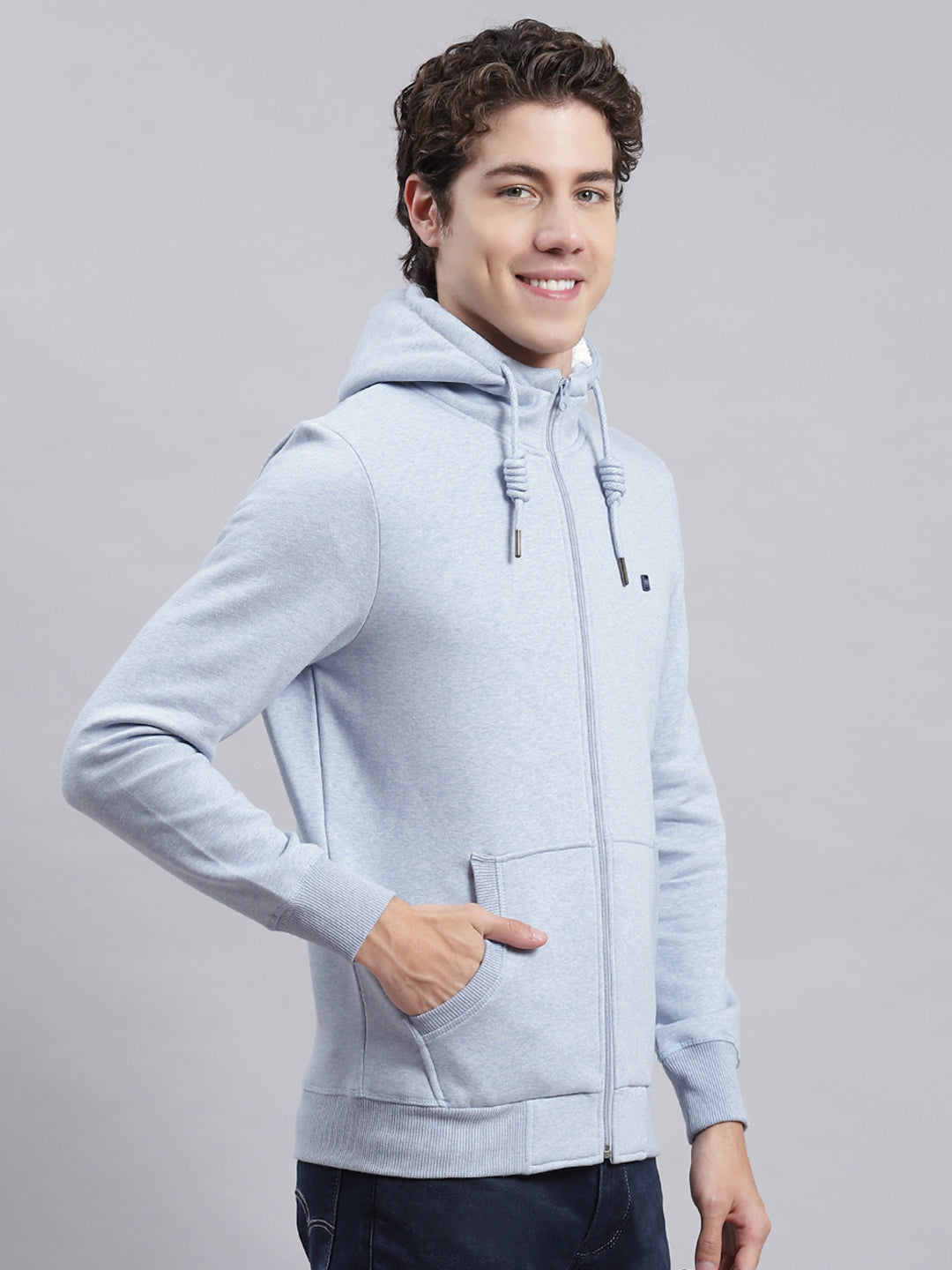 Men Blue Plain Sweatshirt