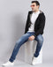 Men Black Solid Hooded Full Sleeve Sweatshirt