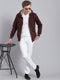 Men Maroon Solid Hooded Full Sleeve Sweatshirt