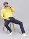 Men Yellow Solid Hooded Full Sleeve Sweatshirts