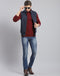 Men Navy Blue Solid Stand Collar Sleeveless Jacket